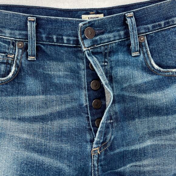 CITIZENS OF HUMANITY Corey Shorts 26 Blue Slouchy Fit Distress Cut Off Selvedge - Picture 8 of 16